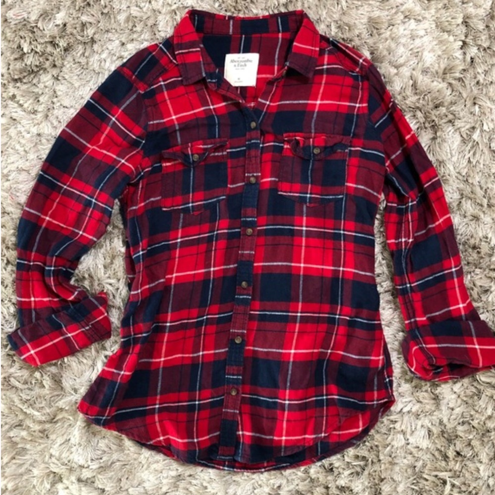 Abercrombie & Fitch | Navy & Red Flannel - Medium